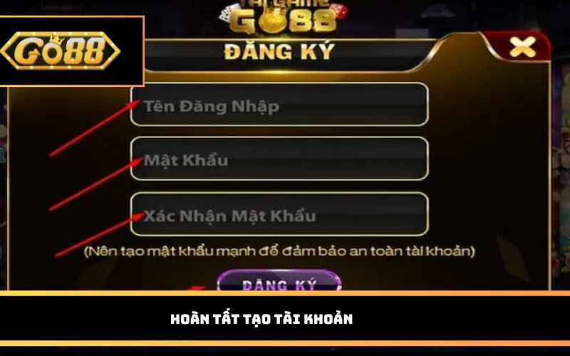 Hoàn tất tạo tài khoản
