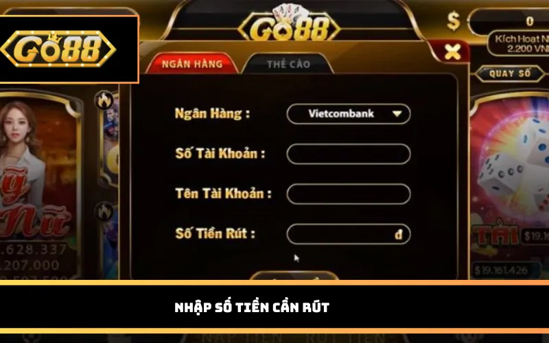 Nhập số tiền cần rút